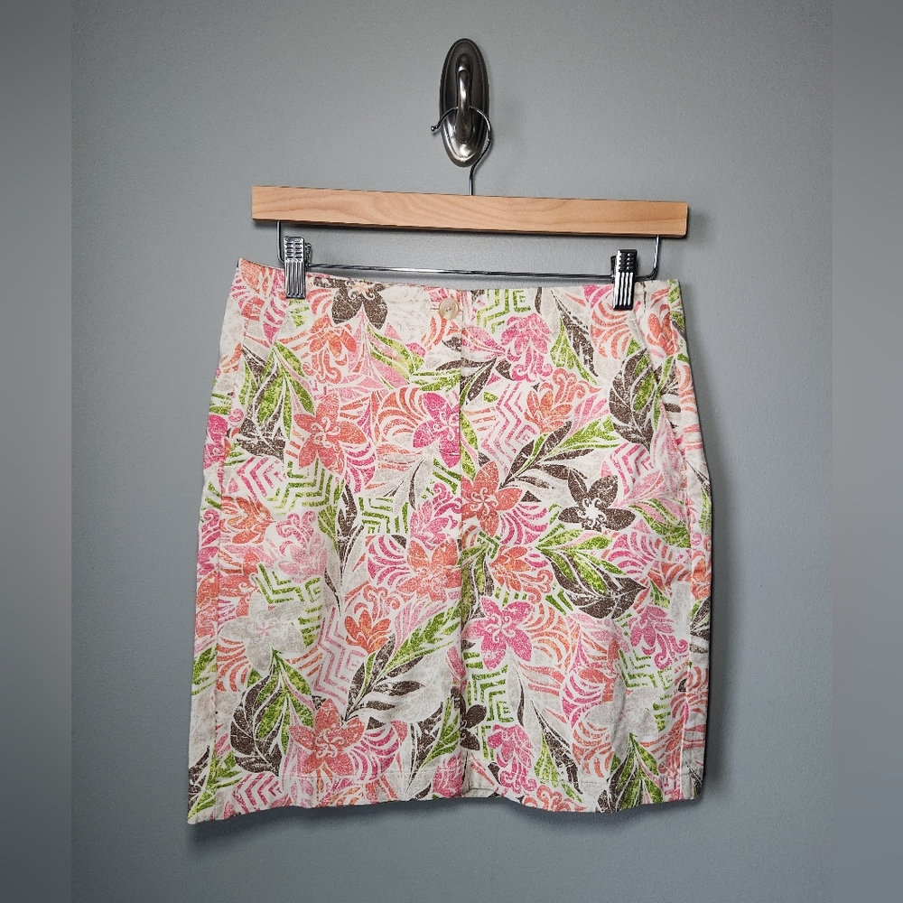 J. Jill Live In Chino Tropical Print Skirt Size 2 NWT